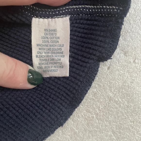 American Eagle Shirt Men XL Navy Blue Y2K Waffle Thermal Cotton Long Sleeve Logo - Picture 11 of 12